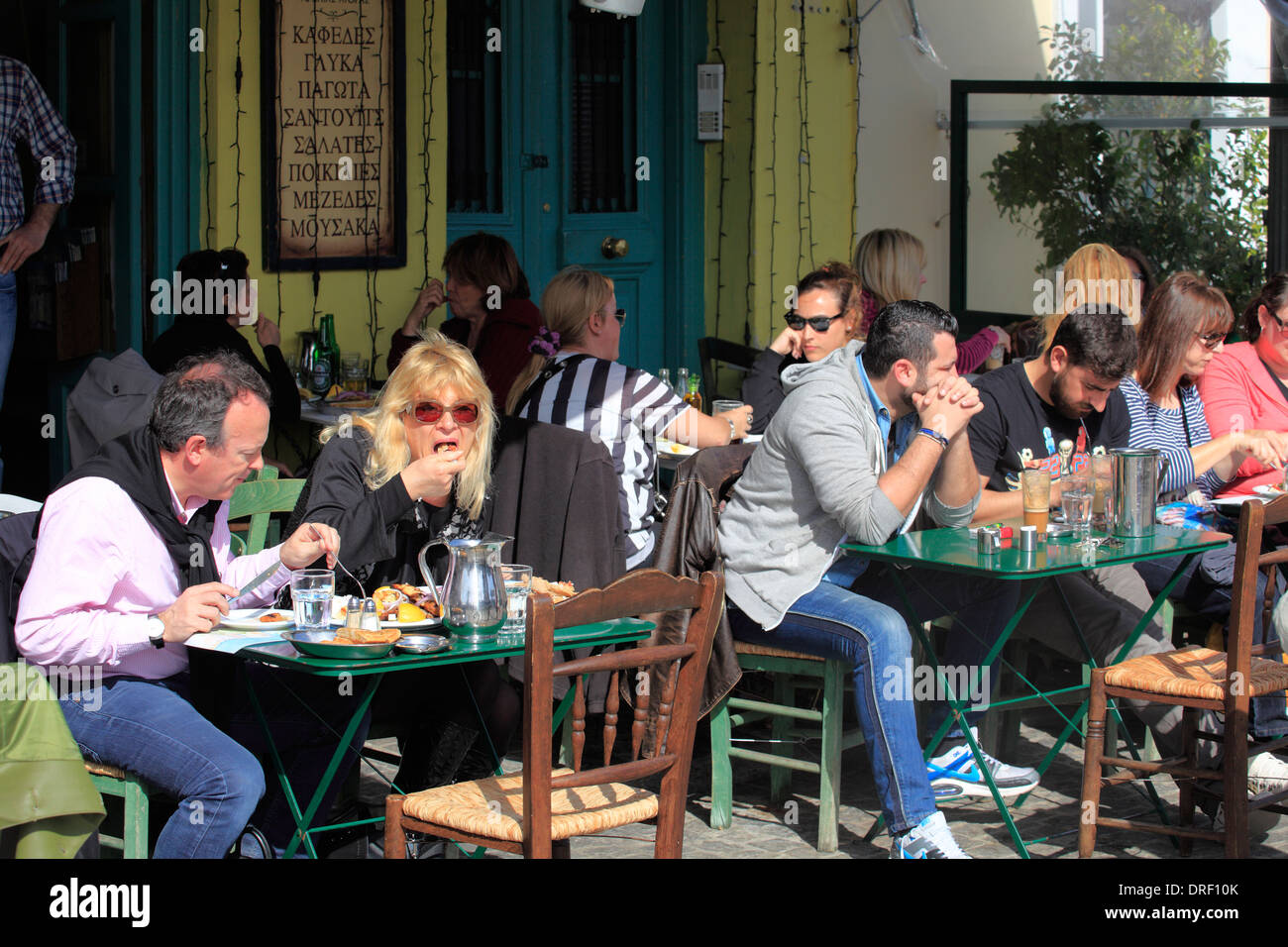 europe greece athens monastiraki ermou street a full taverna Stock Photo