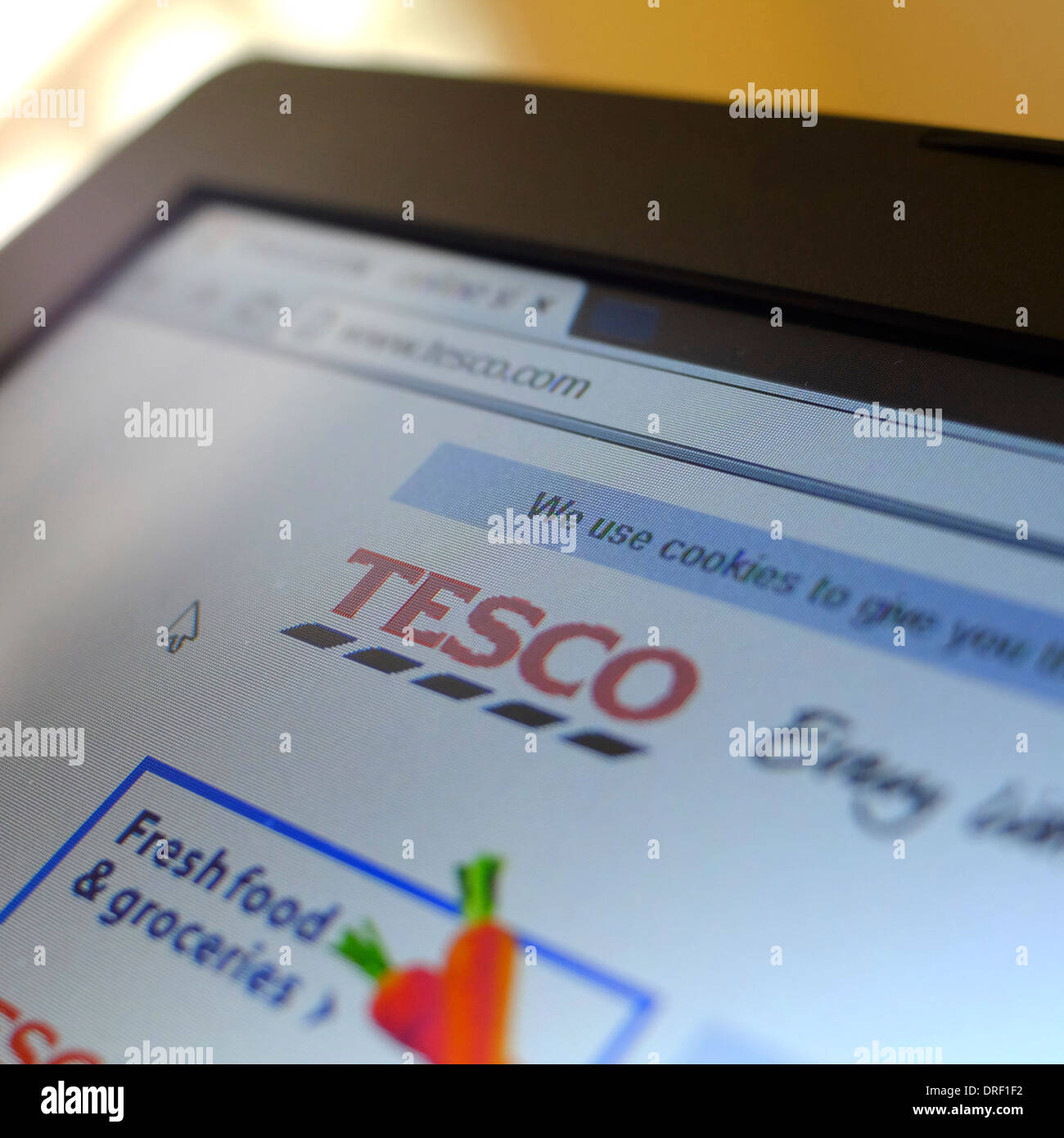 Tesco Internet shopping website on laptop Stock Photo