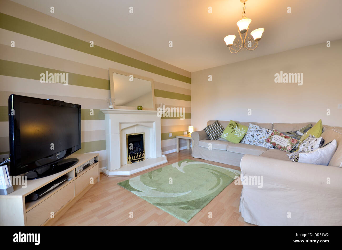 modern living room with contemporary wall decor Stock Photo - Alamy