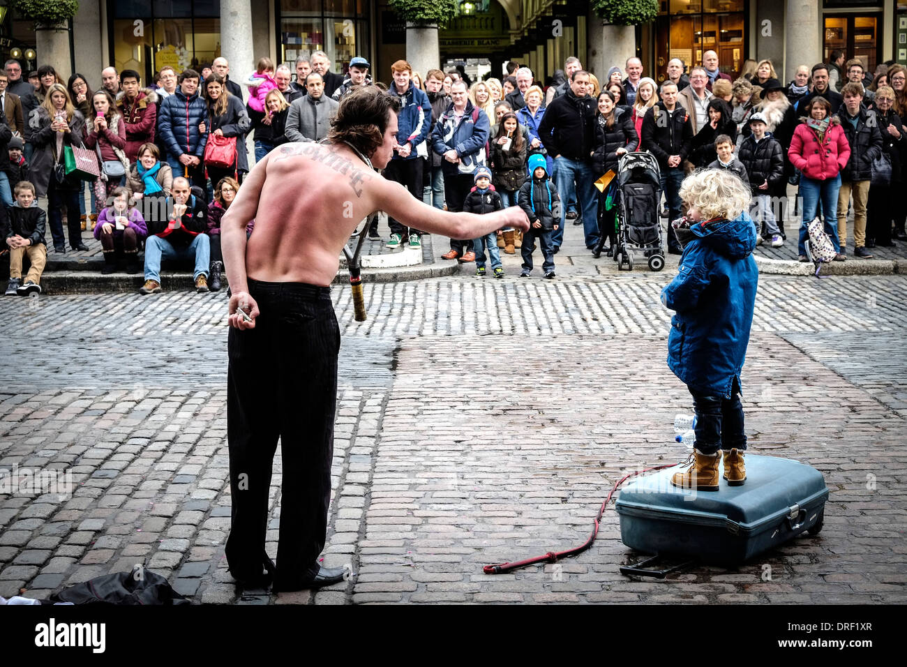 A street entertainer at Covent Garden Piazza. Stock Photo