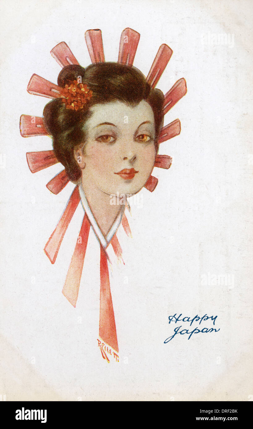 Japanese girl with rising sun hair ribbons Stock Photo Alamy