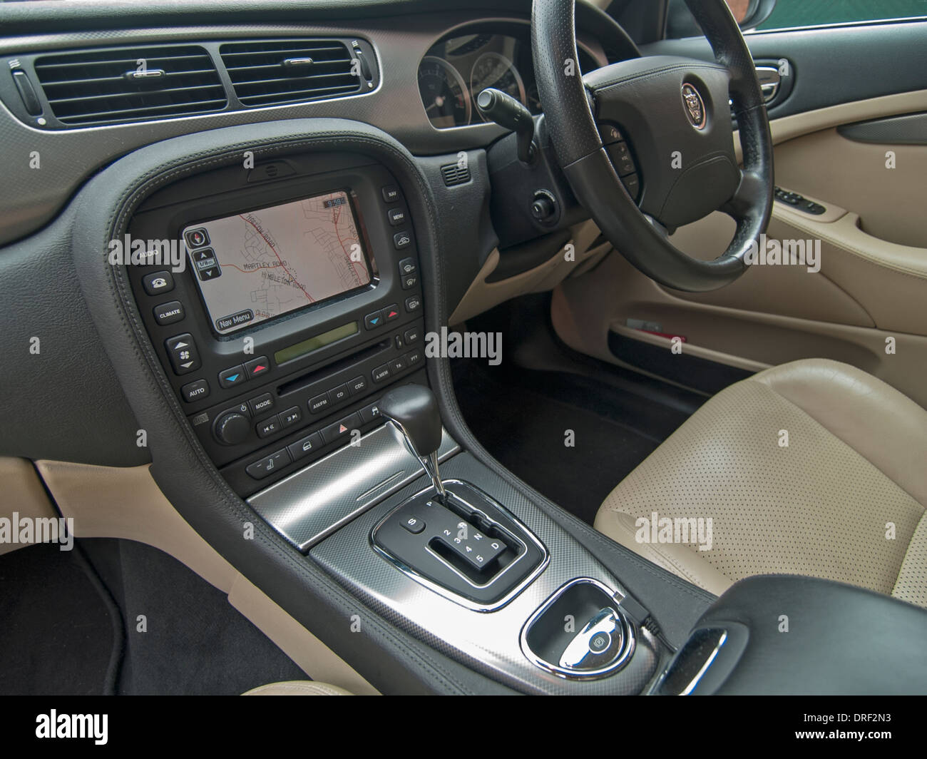 The driving seat and dashboard of a Jaguar car Stock Photo Alamy