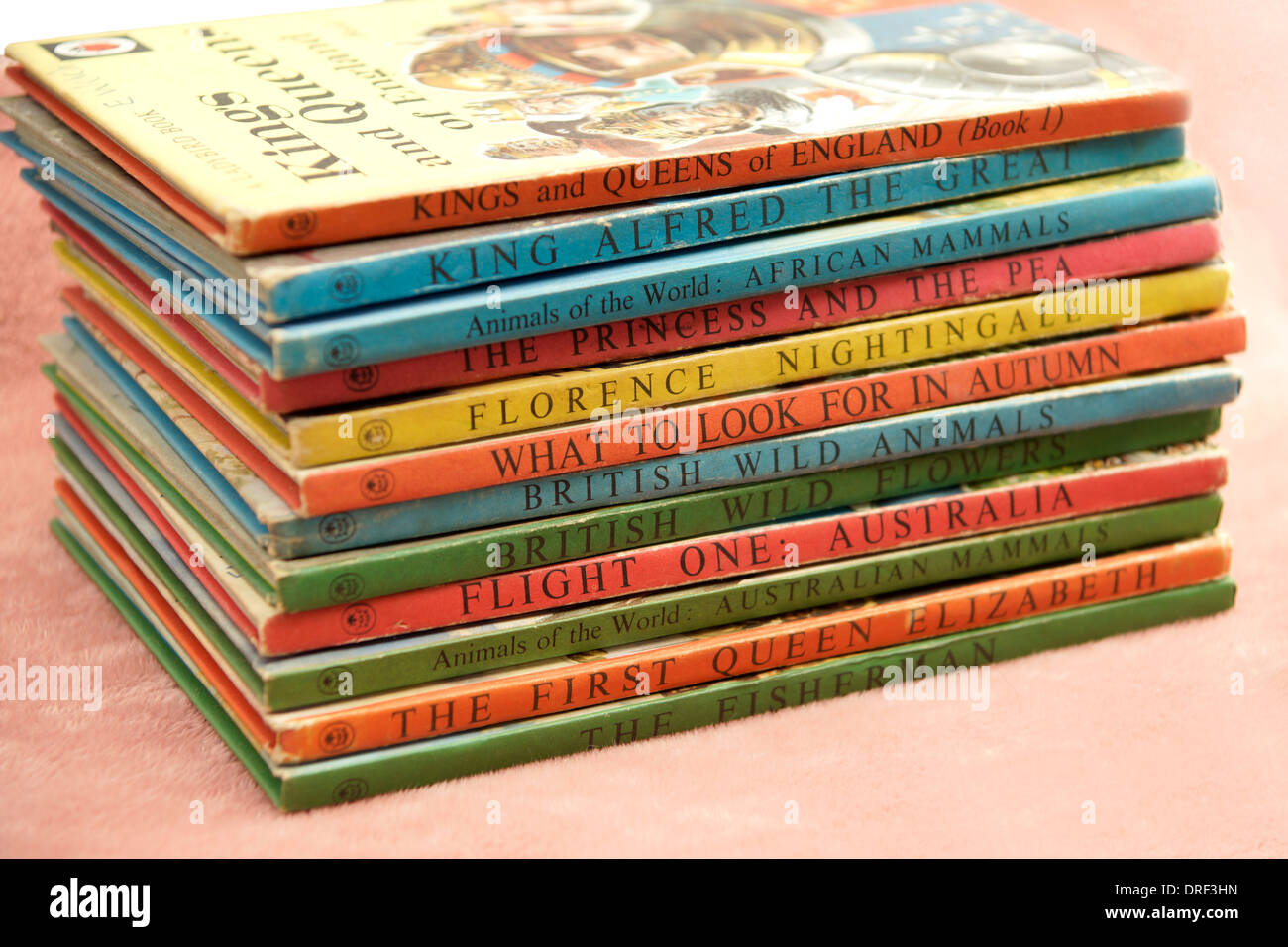 Selection of well read Ladybird books dating back to the 1950's & 1960's now celebrating their 60th anniversary Stock Photo