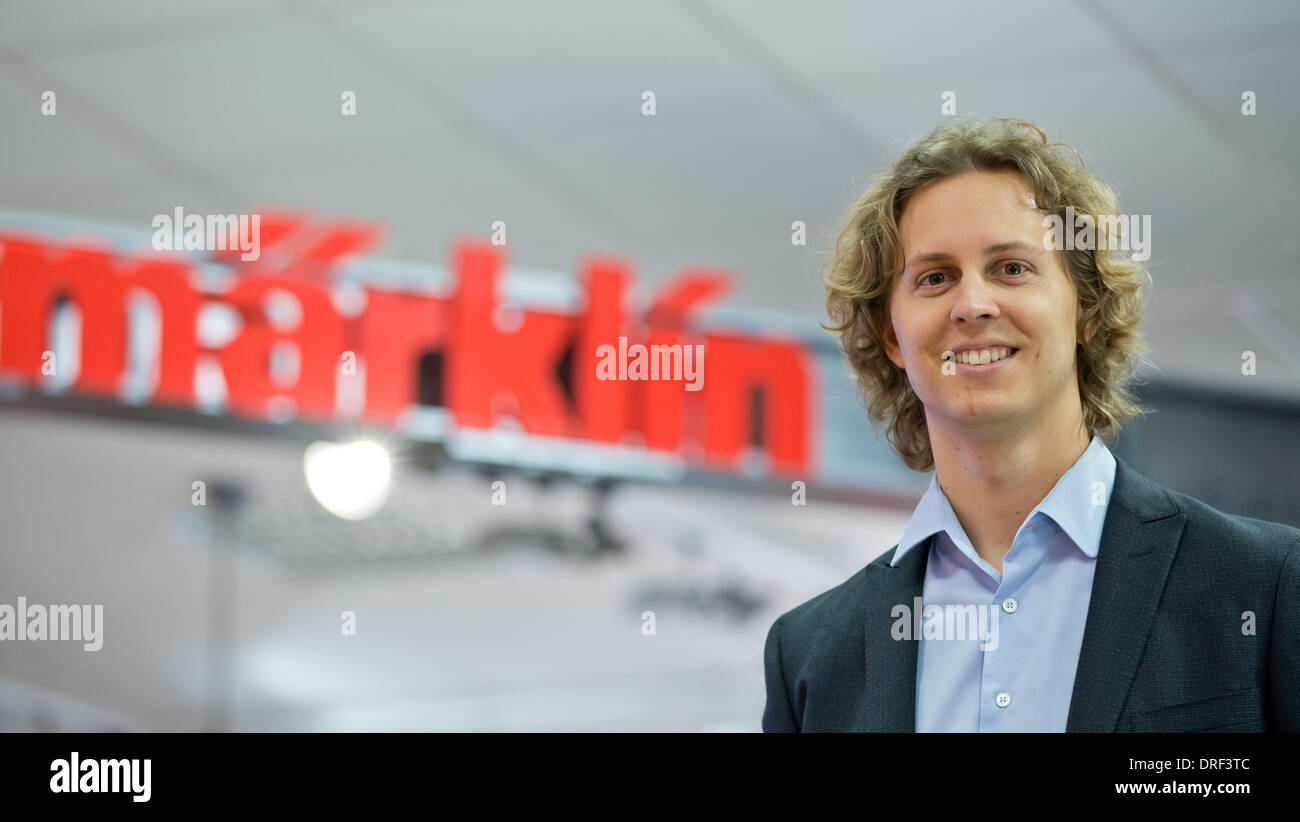 Fuerth, Germany. 24th Jan, 2014. CEO of Maerklin model railway brand,  Florian Sieber, poses in the headquarters of the Simba Dickie Group in  Fuerth, Germany, 24 January 2014. Michael Sieber, chairman of