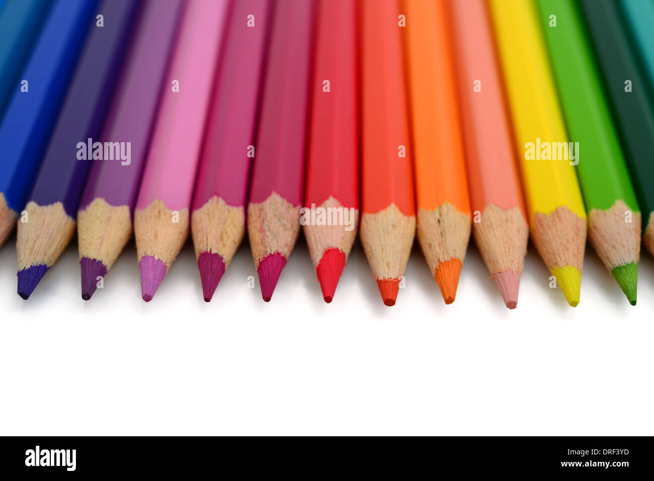 Color pencils on white background Stock Photo