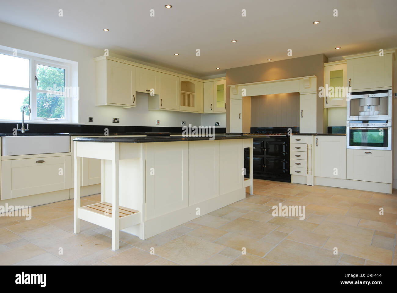 large new build kitchen with island Stock Photo