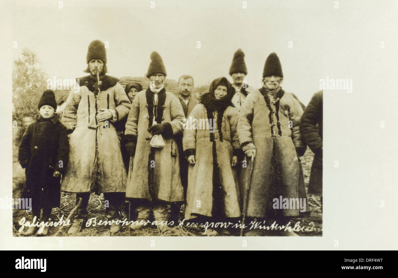 Galicia - Ukraine - local types in thick coats Stock Photo