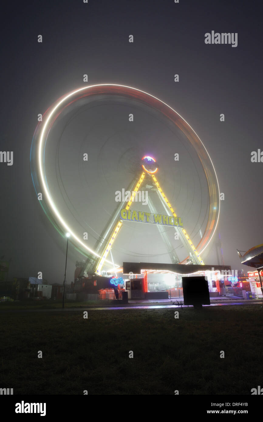 Big Wheel at the Hoppings Fair Town Moor, Newcastle Architecture, at night Stock Photo