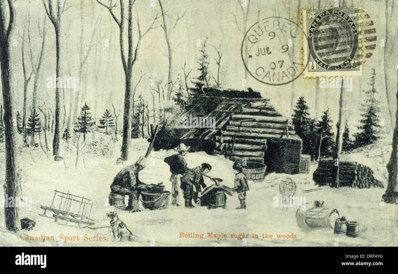 Boiling Maple Sugar Canada Stock Photo Alamy
