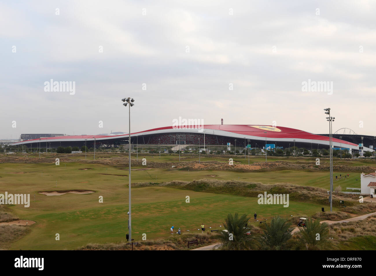Ferrari World and Yas Links Golf Club's practice in Abu Dhabi. Stock Photo