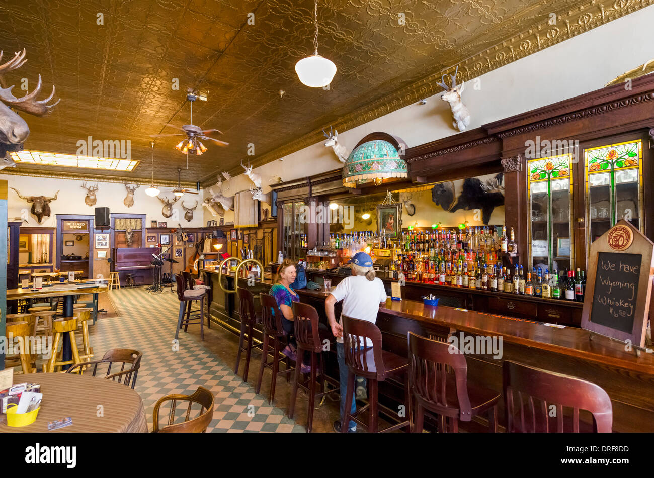 The saloon bar of the historic Occidental Hotel, Main Street, Buffalo, Wyoming, USA Stock Photo