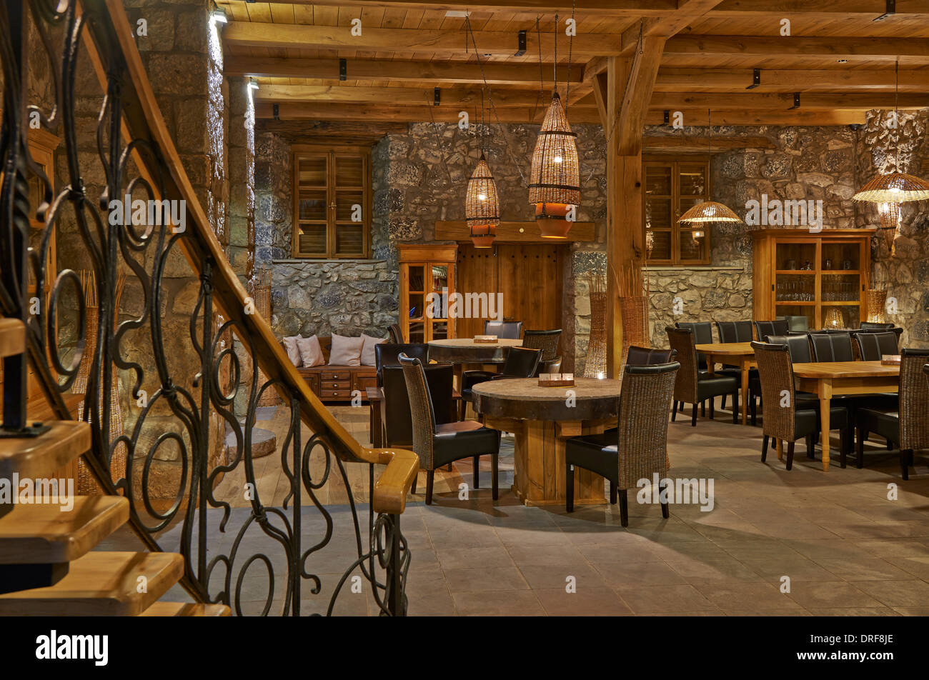 restaurant, interior shot of Hotel German Mill Bolnisi, Kvemo Kartli, Georgia Stock Photo