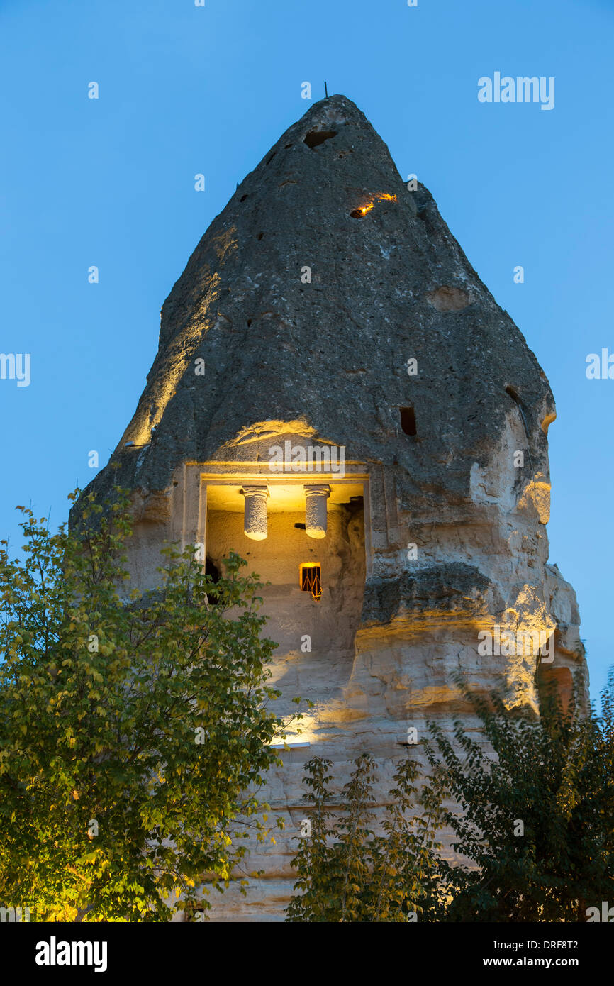 Roman grave in fairy chimney, Goreme, Cappadocia, Turkey Stock Photo