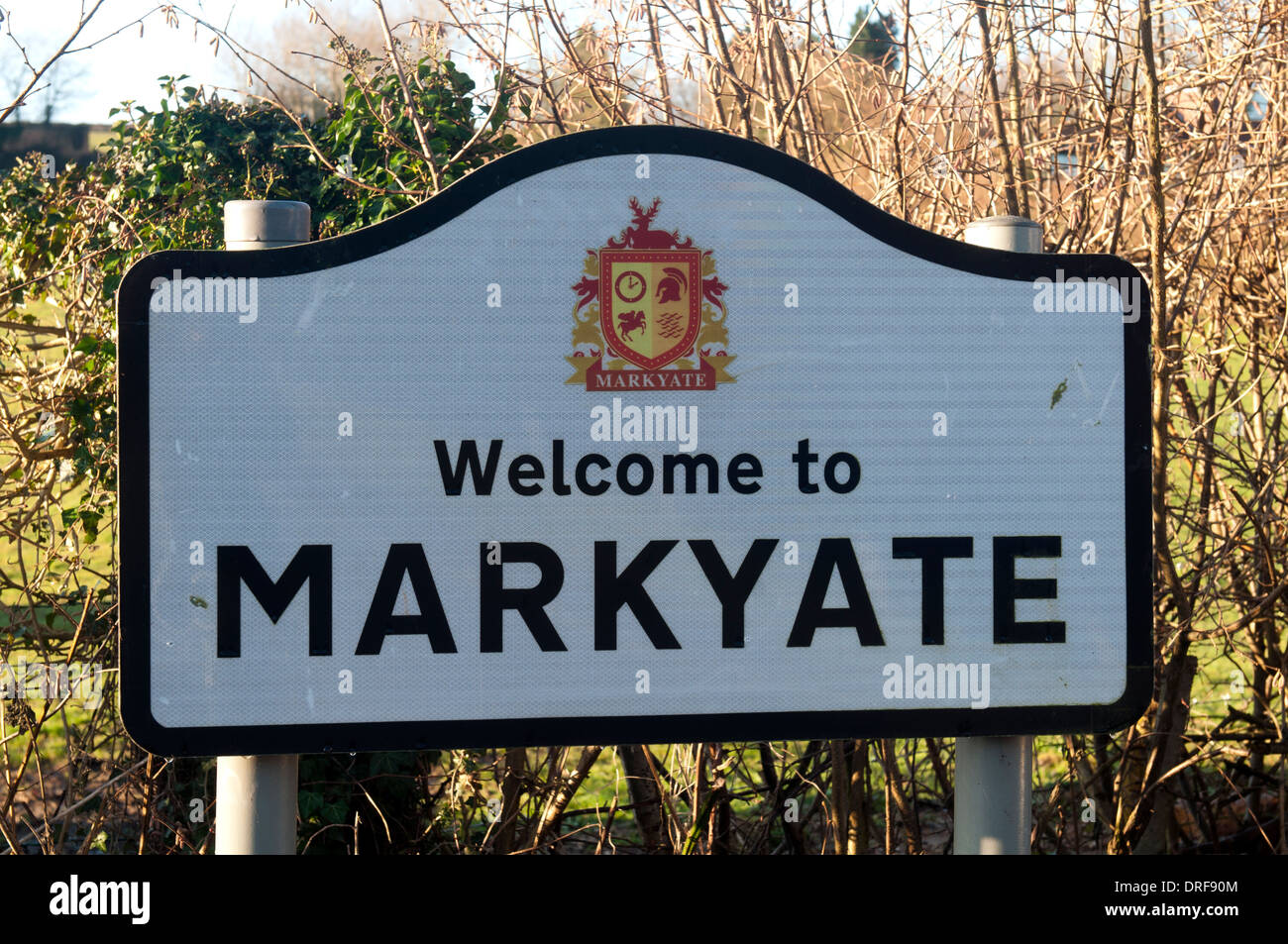 Markyate village sign, Hertfordshire, England, UK Stock Photo Alamy