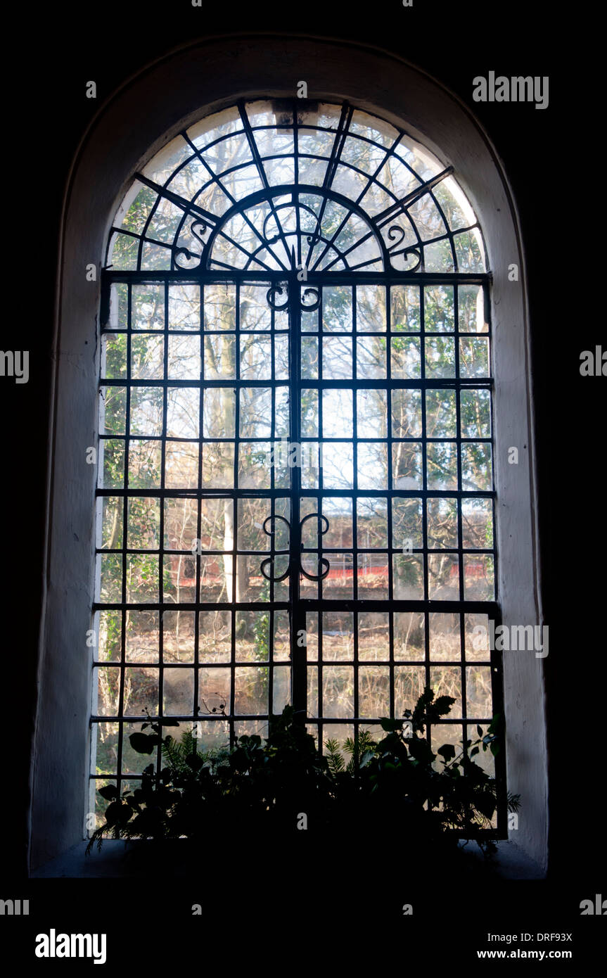 South-facing clear glass window, St. John the Baptist Church, Markyate, Hertfordshire, England, UK Stock Photo