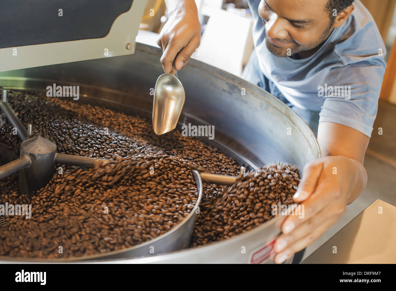 New York state USA coffee bean processing shed heating and roasting Stock Photo