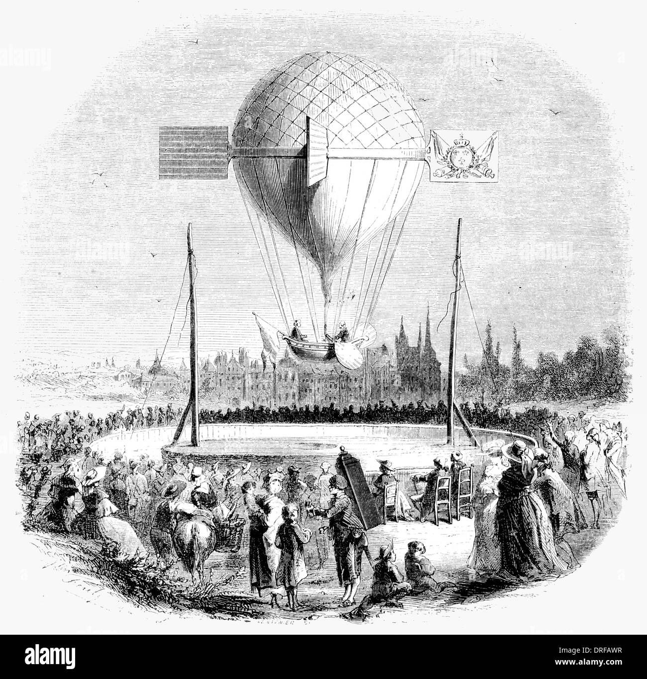 Ascent of a balloon from Dijon France April 25 1784 Stock Photo