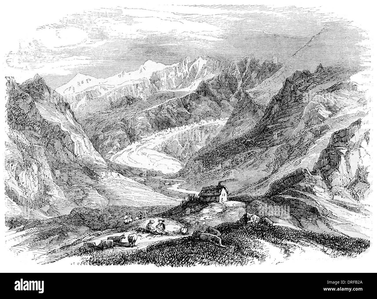The Valley of Chamouni or Chamonix France circa 1854 Stock Photo