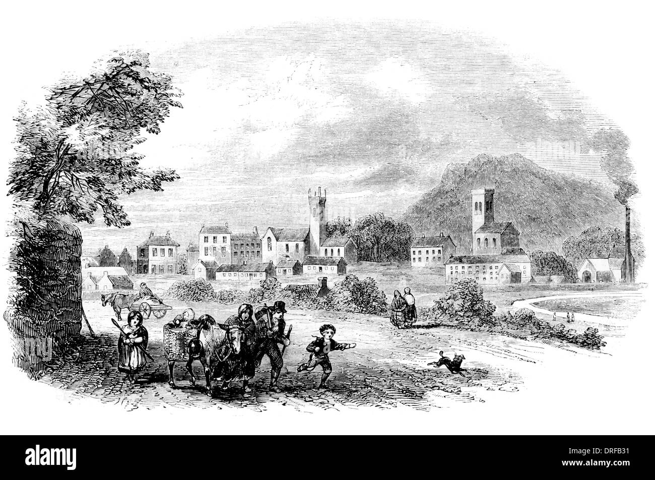 Town of Bray, County Wicklow Ireland circa 1854 Stock Photo