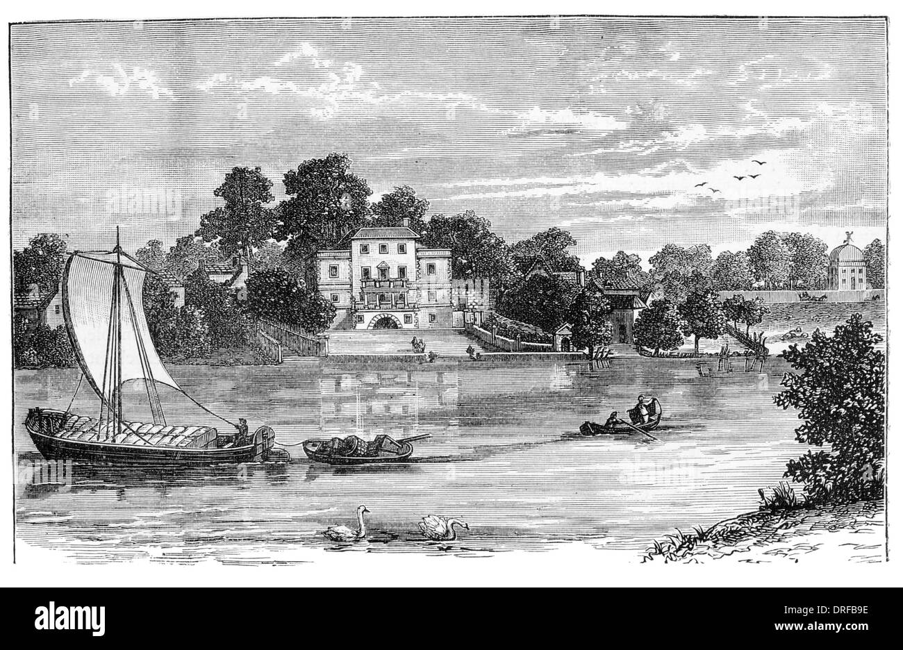 Alexander Pope, his House / Villa  on the River Thames at Twickenham  Middlesex London 1785 Stock Photo