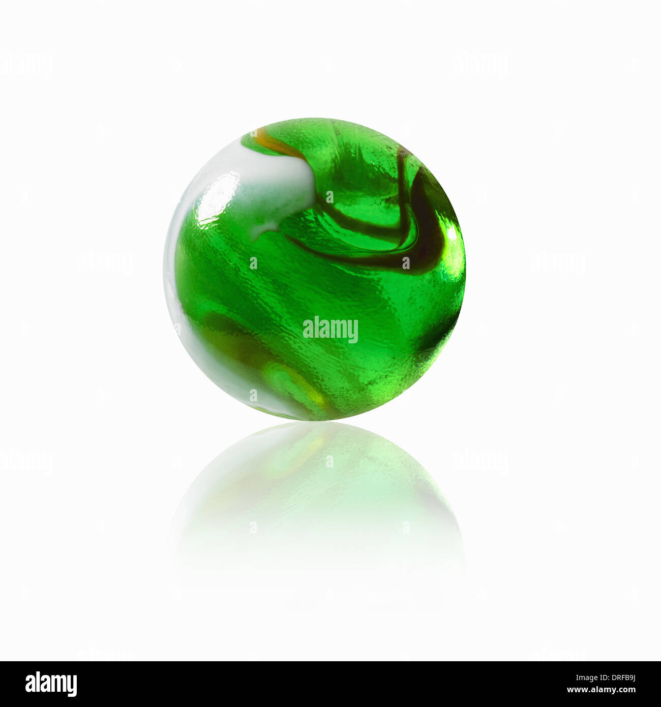 green glass marble with an interior pattern Stock Photo