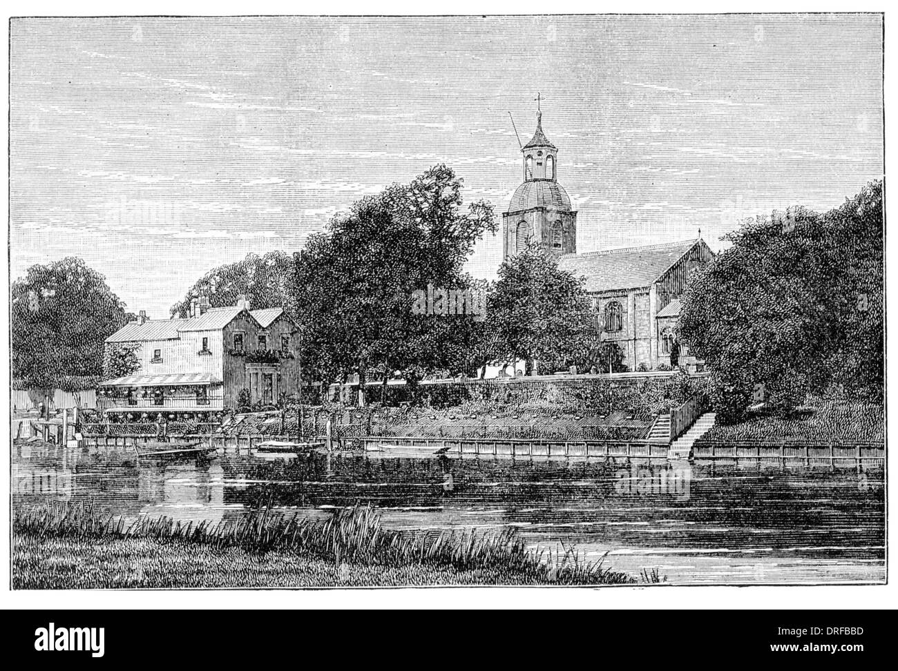 Sunbury Sunbury-on-Thames St Mary's Anglican Church Greater London Urban Area. Circa 1880 Stock Photo