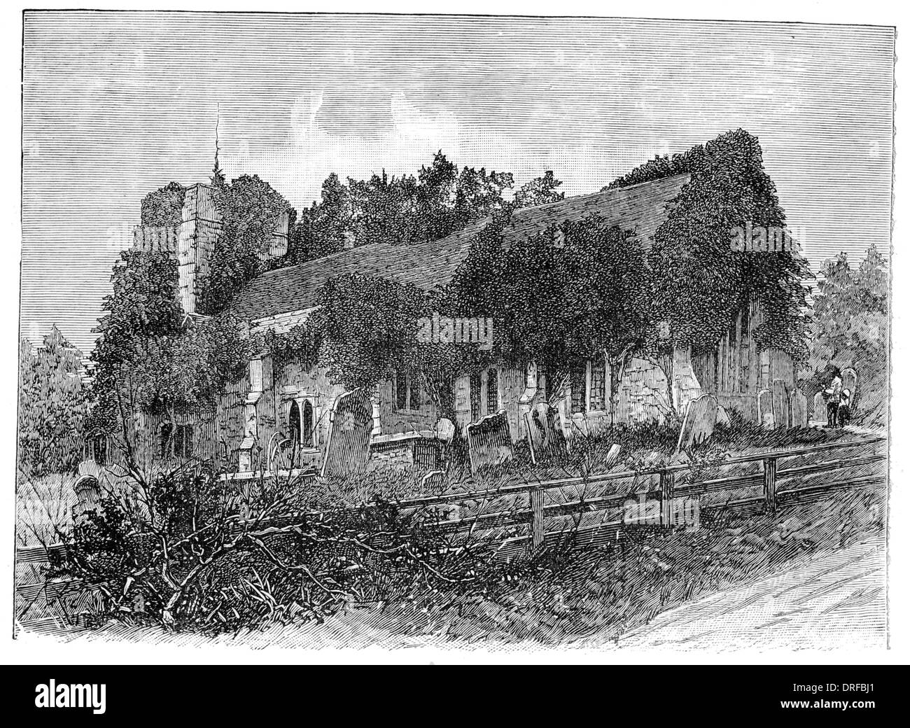 All Saints Church, Chingford (The Old Church) London East Waltham Forest London circa 1880 Stock Photo
