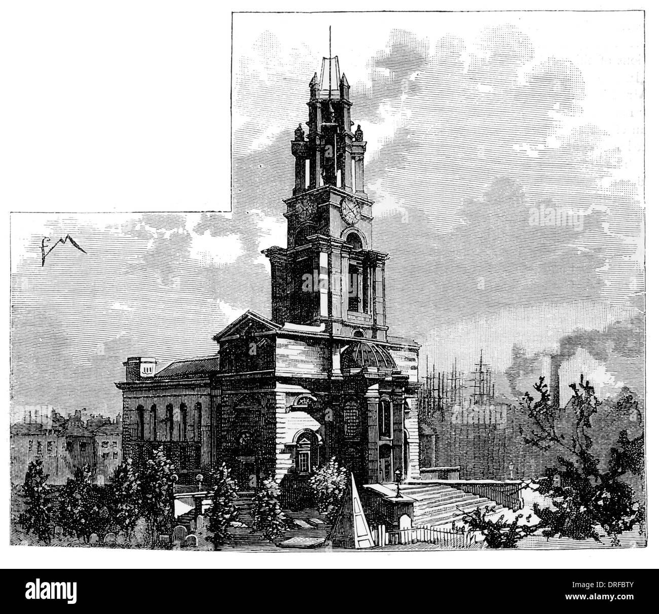 Limehouse St Anne's church Hawksmoor Anglican Church London Borough of Tower Hamlets circa 1880 Stock Photo