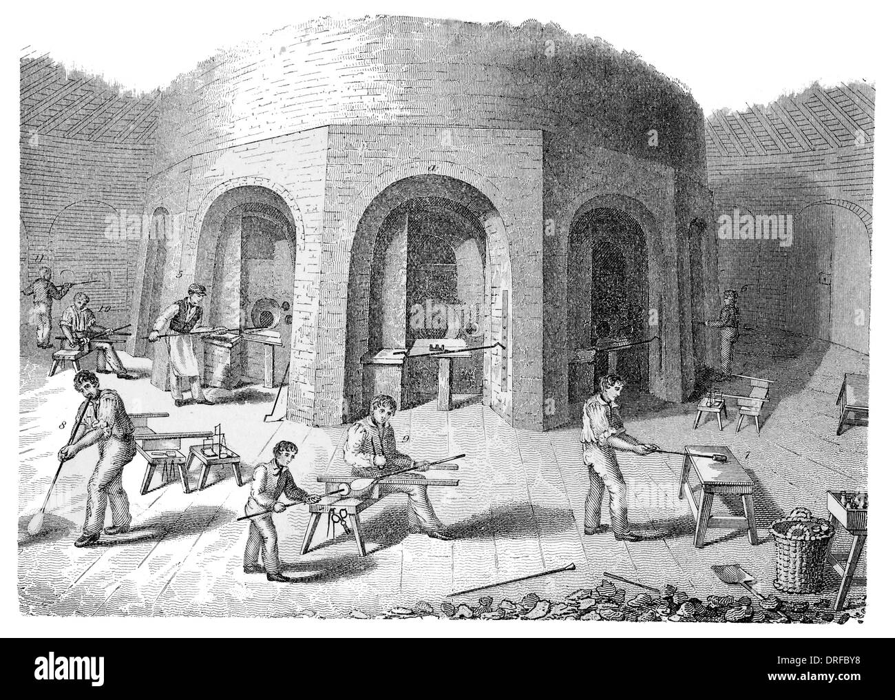 Flint Glass manufactory circa 1880 Stock Photo