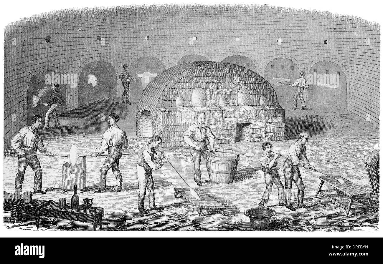 Interior of a Crown Glass House circa 1880 Stock Photo