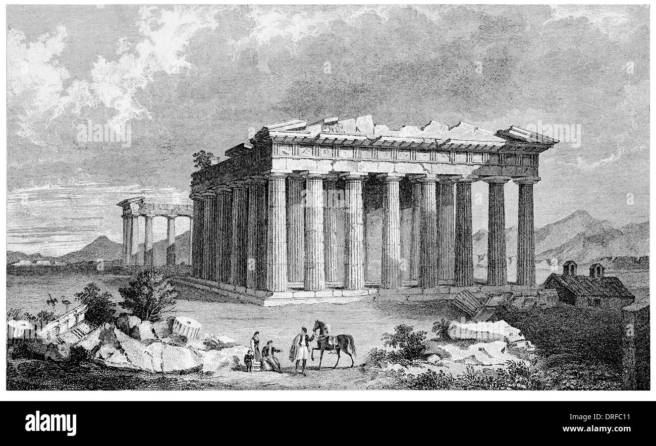 The Temple of Minerva Parthenon at Athens. NW view circa 1880 Stock Photo