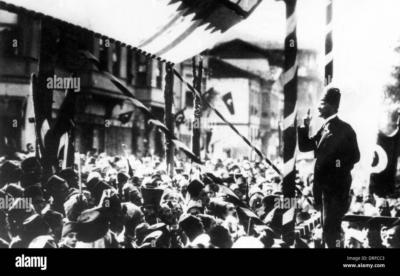 Ataturk addressing a crowd Stock Photo