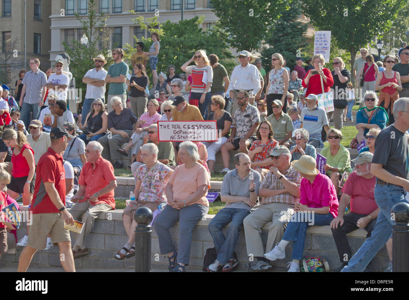 Asheville, North Carolina, USA - August 5, 2013:  Political rally against North Carolina GOP politics and legislation Stock Photo