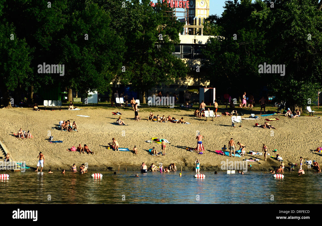 Szeged Hungary beach river Tisza summer Stock Photo