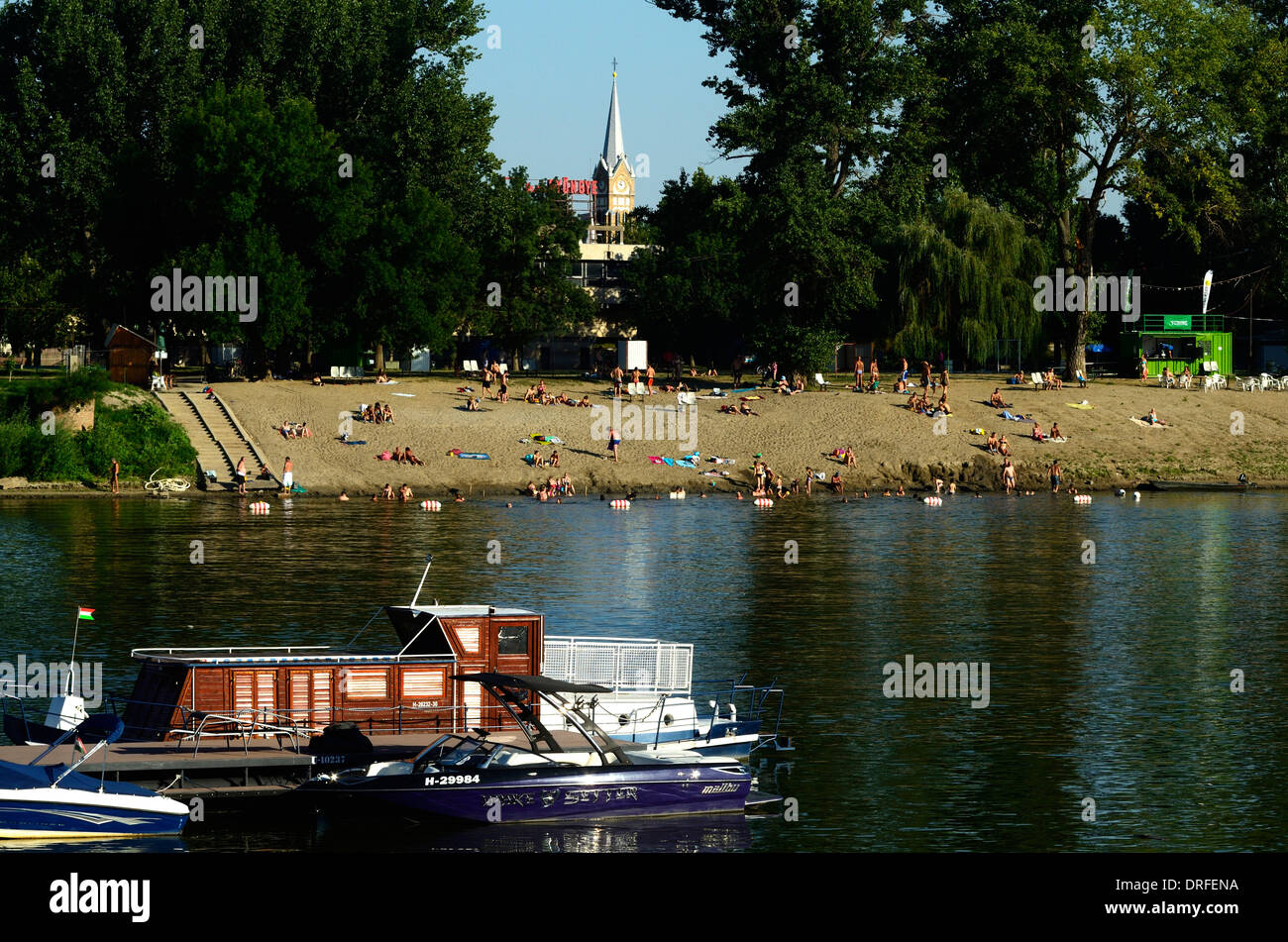 Szeged Hungary Europe beach river Tisza summer Stock Photo