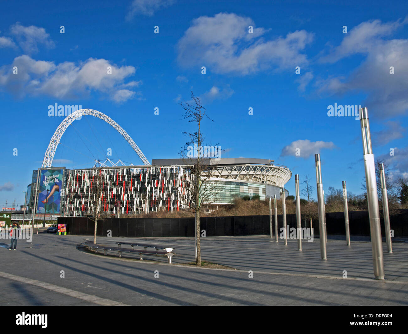 View of Wembley Stadium showing the London Designer Outlet car park