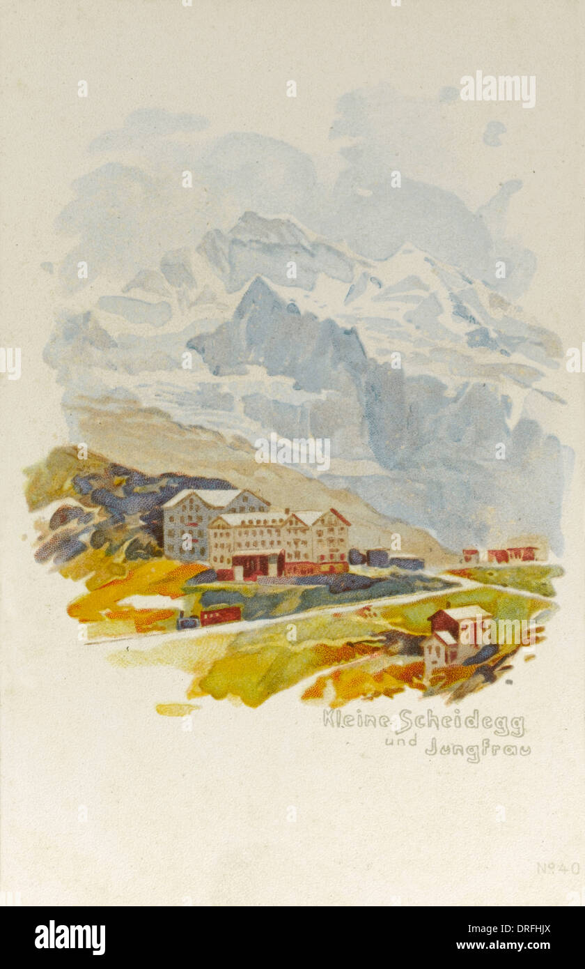 Switzerland - Kleine Scheidegg and the Jungfrau Mountain Stock Photo