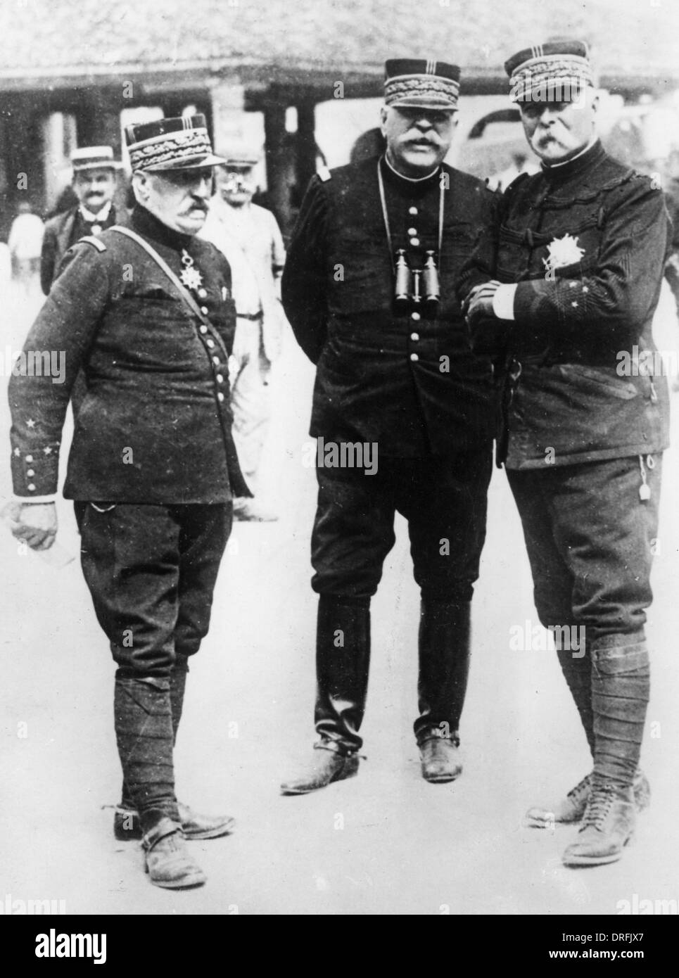 French Generals Castelnau, Joffre and Pau Stock Photo