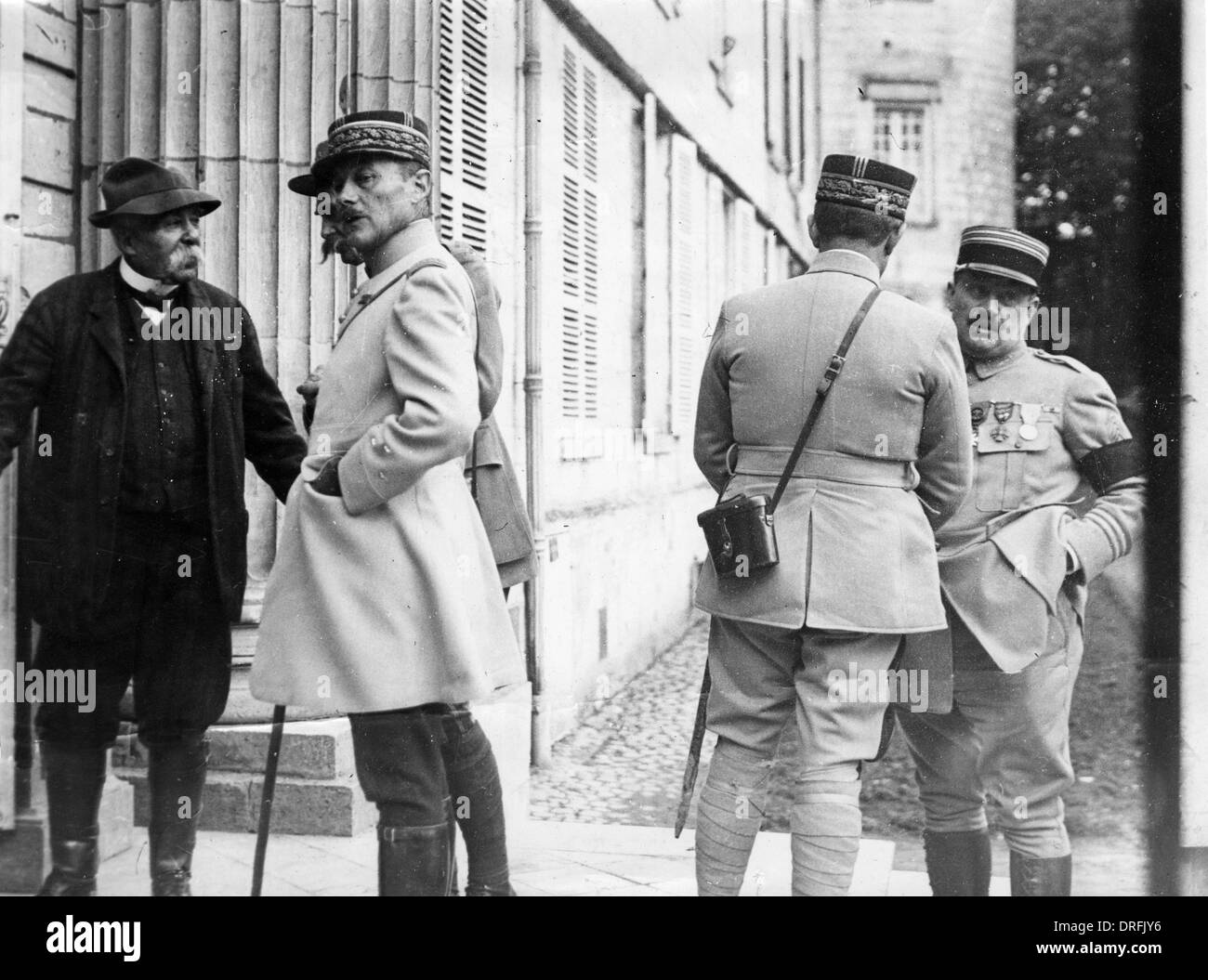 Georges Clemenceau with Generals Mordacq and Humbert Stock Photo