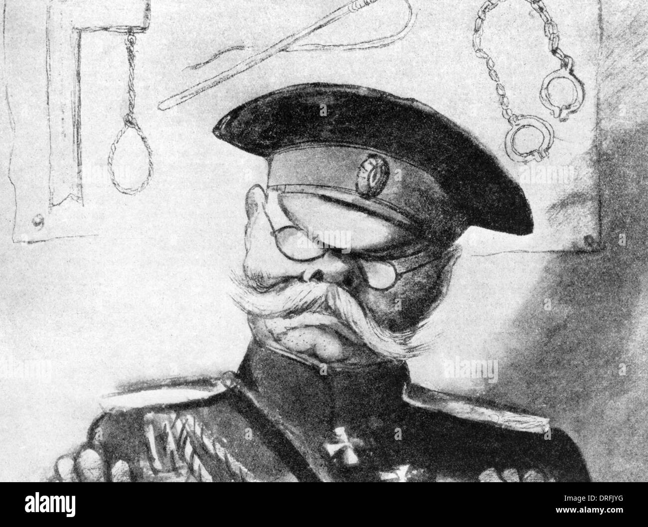 Cartoon, caricature of General Anton Denikin Stock Photo