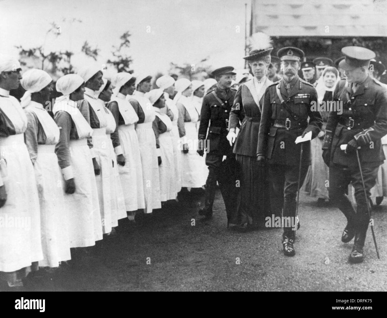 George V and Queen Mary visiting a hospital Stock Photo