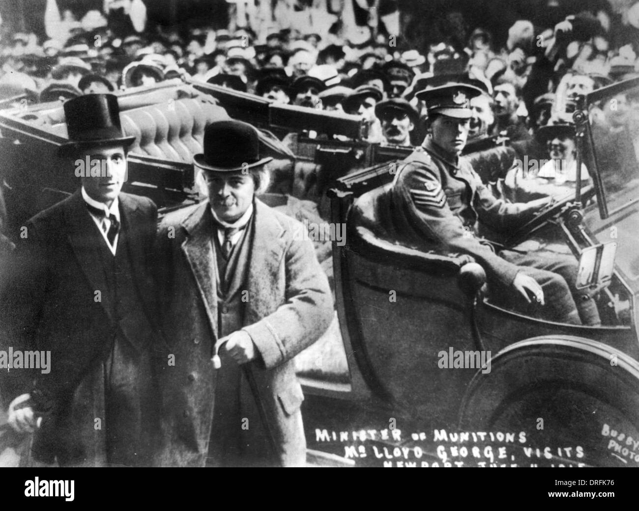 David Lloyd George visiting Newport during WW1 Stock Photo