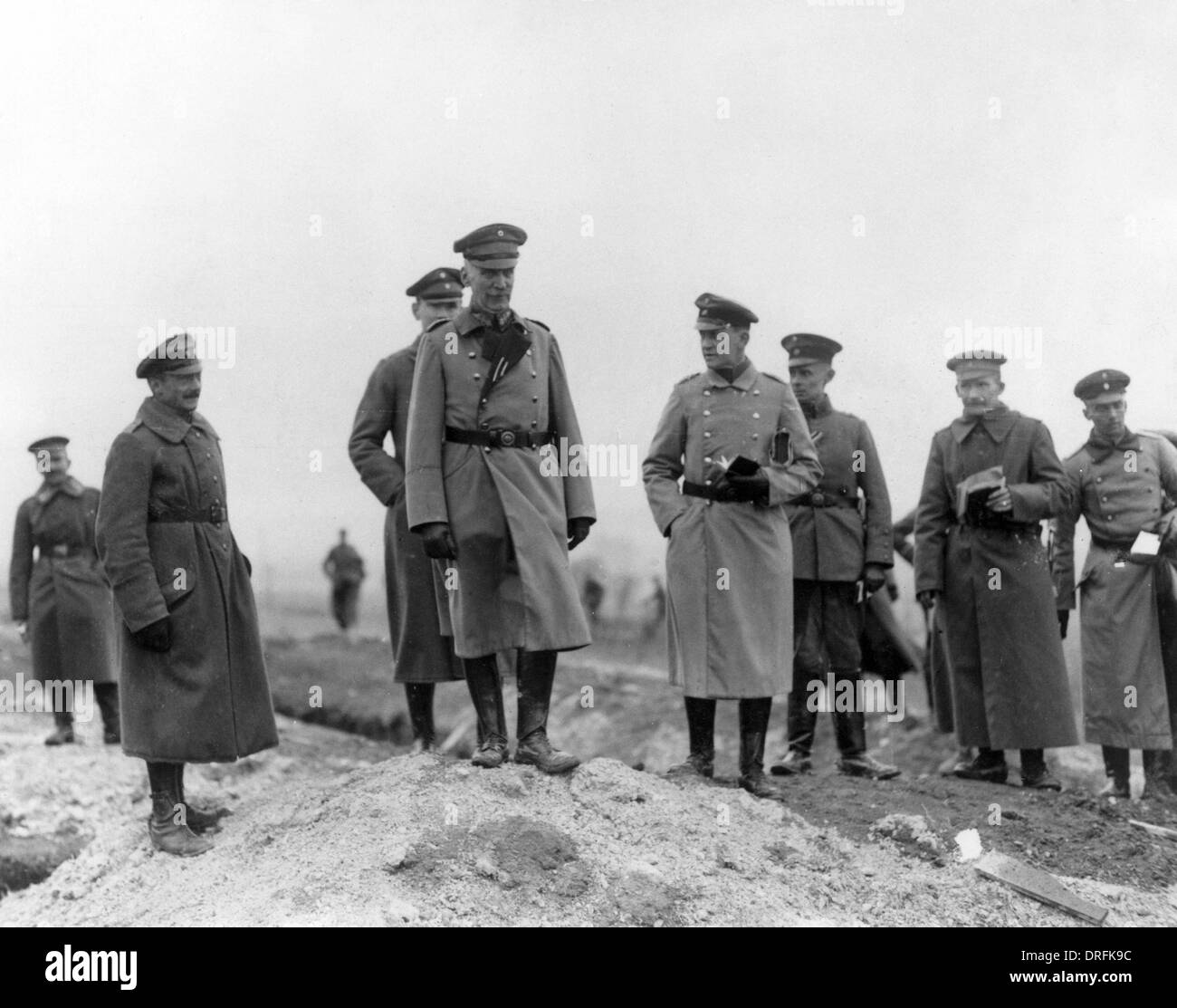 General von Hulsen and staff, France, WW1 Stock Photo