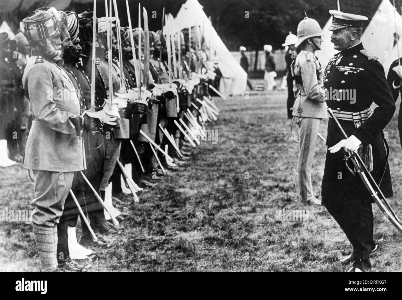 Lord Kitchener reviewing Indian troops, WW1 Stock Photo
