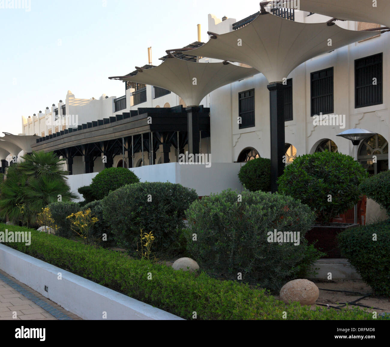 Scaped Gardens in front of Luxury Apartments, Doha, Qatar Stock Photo