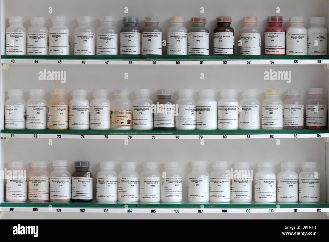 chemistry in a shelf plastic bottle in a chemical lab Stock Photo Alamy