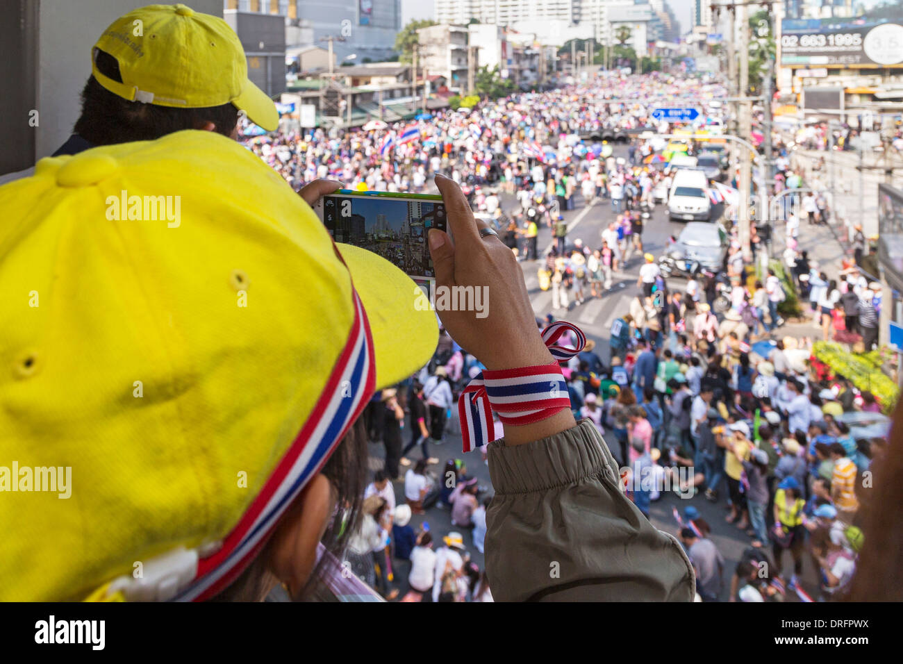 Political demonstration, Bangkok, Thailand Stock Photo