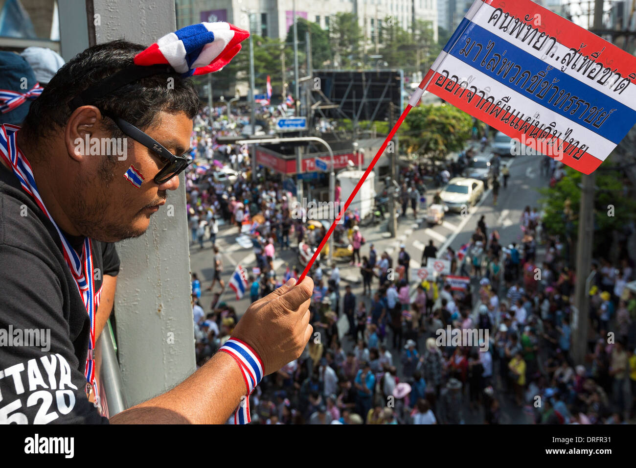 Political demonstration, Bangkok, Thailand Stock Photo