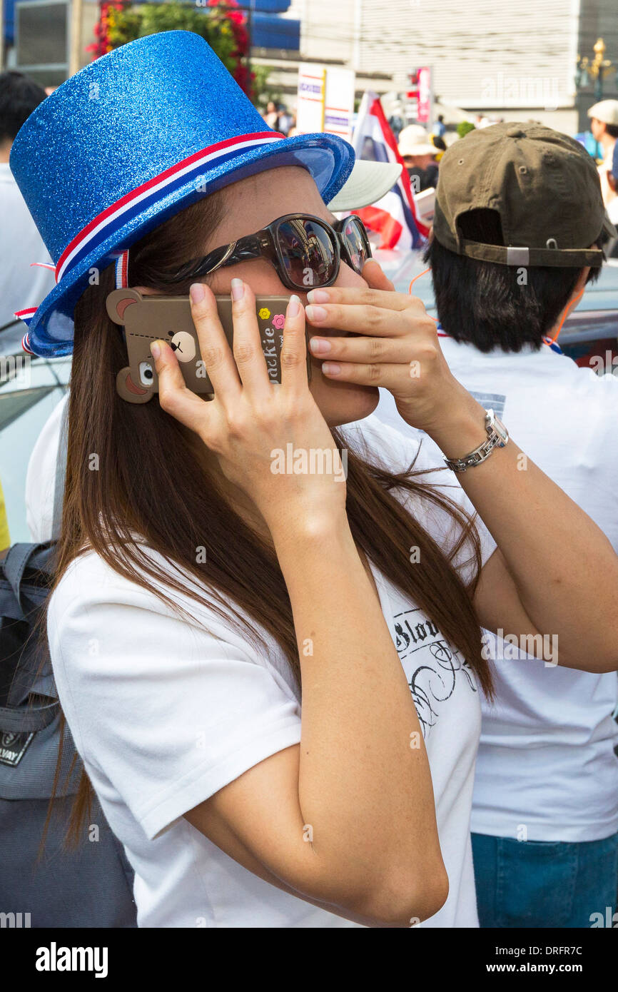 Political demonstration, Bangkok, Thailand Stock Photo