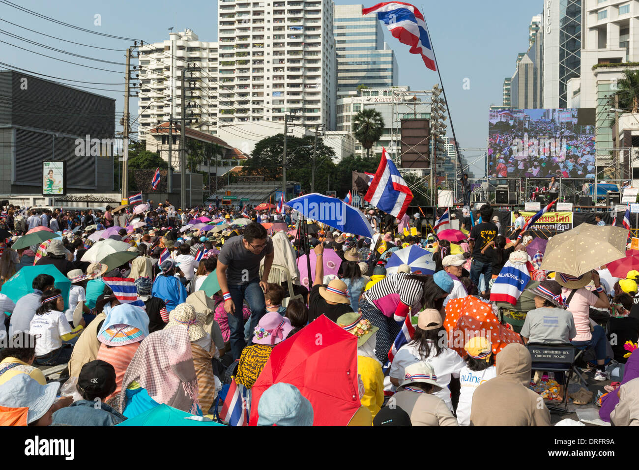 Political demonstration, Bangkok, Thailand Stock Photo